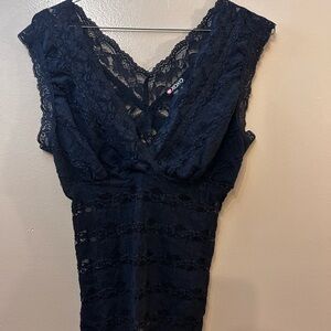 XOXO Black Lace V-Neck Lace Top